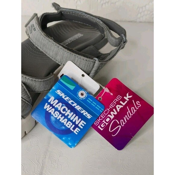 Skechers Sandals On-The-go Flex Ankle Strap Sandal Size 7 Gray and White NWT - Picture 9 of 16